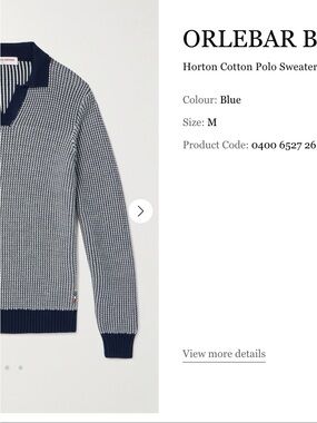 Orlebar Brown Navy and White V-Neck Knit Sweater